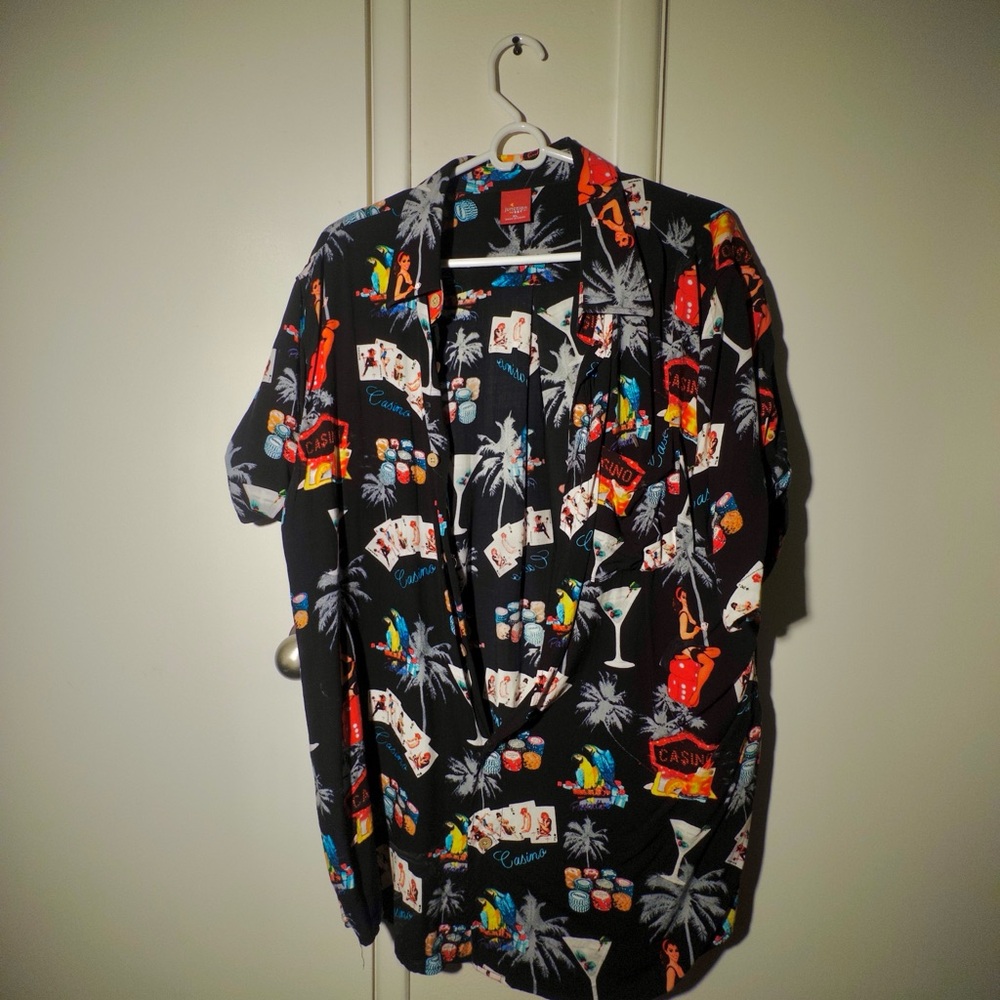 Casual Black Printed Men's Button Down Shirt
